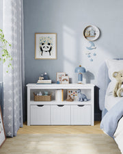White Toy Storage Organiser with Wheels for Kids Room 102x60 cm by Vasagle