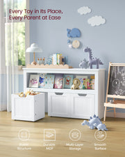 White Toy Storage Organiser with Wheels for Kids Room 102x60 cm by Vasagle