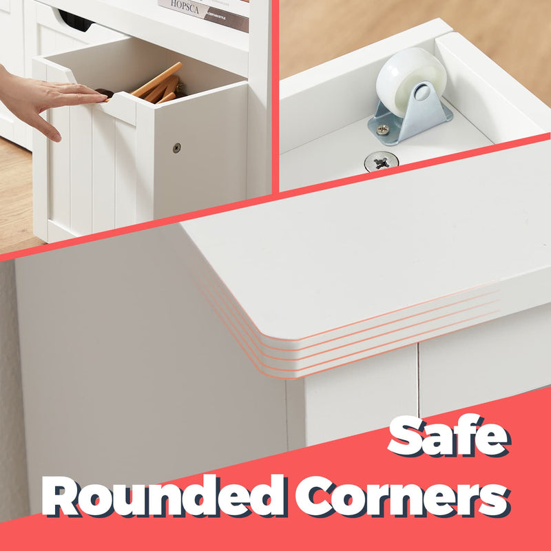 Kids Toy Storage Cabinet with Wheels and 3 Large Drawers for Easy Organisation by Vasagle
