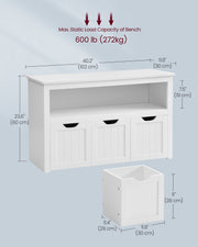 White Toy Storage Organiser with Wheels for Kids Room 102x60 cm by Vasagle