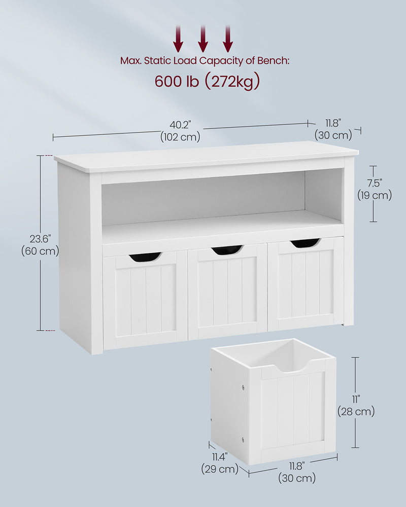 White Toy Storage Organiser with Wheels for Kids Room 102x60 cm by Vasagle