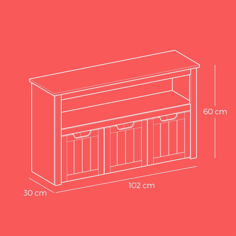 Kids Toy Storage Cabinet with Wheels and 3 Large Drawers for Easy Organisation by Vasagle