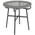 Outdoor Rattan Side Table with Glass Top for Drinks and Snacks Black Outsunny