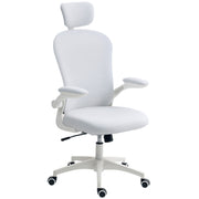 White Ergonomic Mesh Office Chair With Lumbar Support Headrest And Adjustable Design