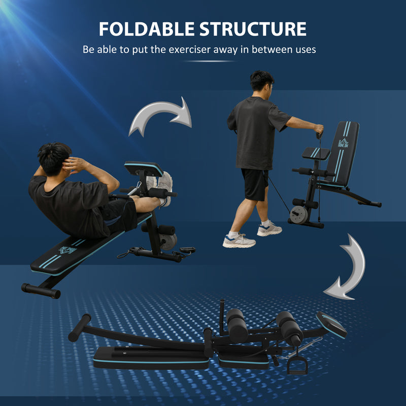 Foldable Adjustable Weight Bench for Strength Training and Sit Ups in Blue by HOMCOM AOSOM