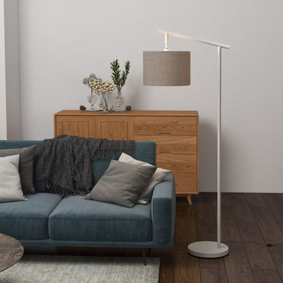 Adjustable Metal Floor Lamp with LED Bulb for Living Room or Bedroom Lighting, Grey