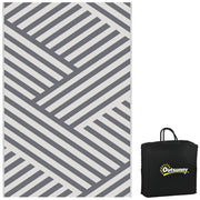 Reversible Grey and Cream Outdoor Rug 182 x 274cm With Carry Bag For Camping or Garden