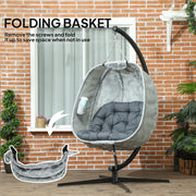 Grey Hanging Egg Chair with Stand and Cushion for Garden Patio and Balcony by Outsunny
