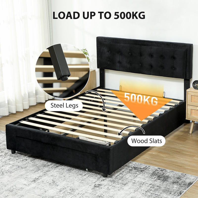 King Size Ottoman Storage Bed with Gas Lift and Front Drawer for Clutter-Free Bedrooms