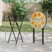 Folding Mosaic Garden Table for Drinks and Plants Space Saving Outdoor Use Yellow Orange Outsunny