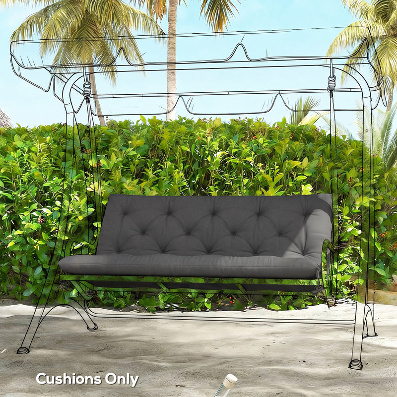 Garden Bench and Swing Seat Cushion for Two Seaters with Water Resistant Cover Black