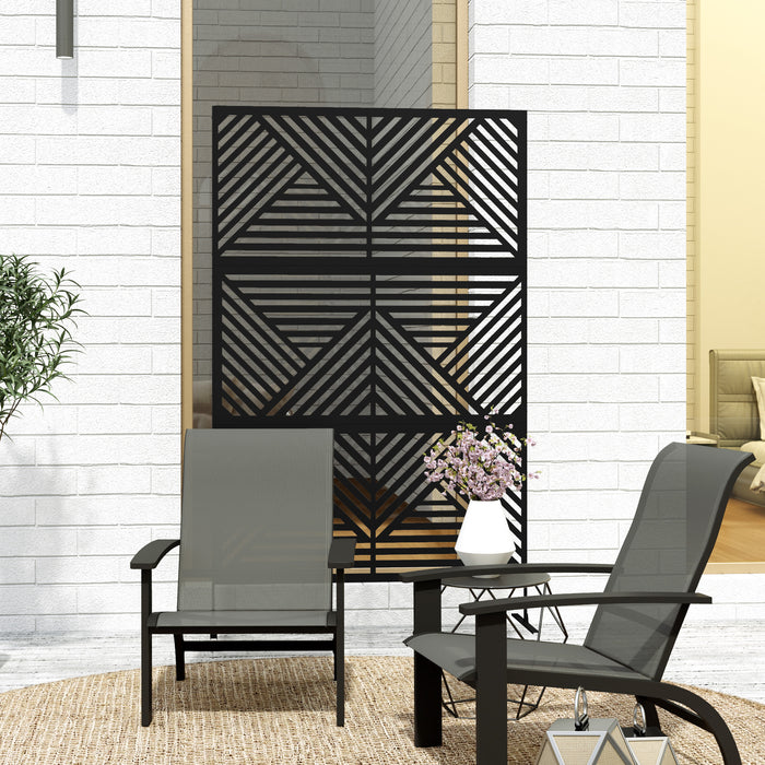 Black 6.5ft Freestanding Metal Garden Privacy Screen Decorative Panel by Outsunny