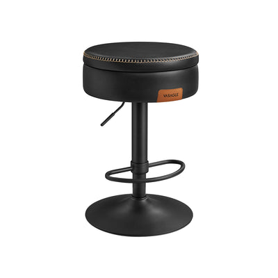 Ink Black Swivel Bar Stool with 360 Degree Rotation and Cushioned Seat by Vasagle