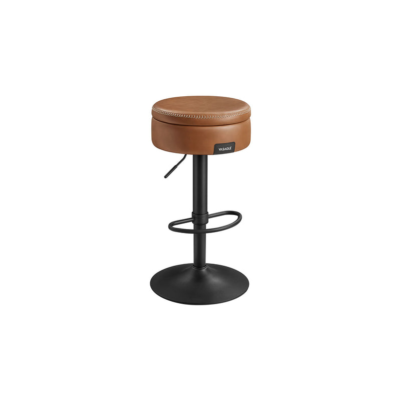 Caramel Brown Swivel Bar Stool with 360 Degree Rotation and Cushioned Seat by Vasagle
