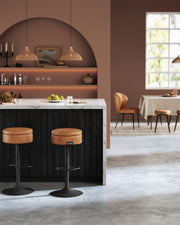 Caramel Brown Swivel Bar Stool with 360 Degree Rotation and Cushioned Seat by Vasagle