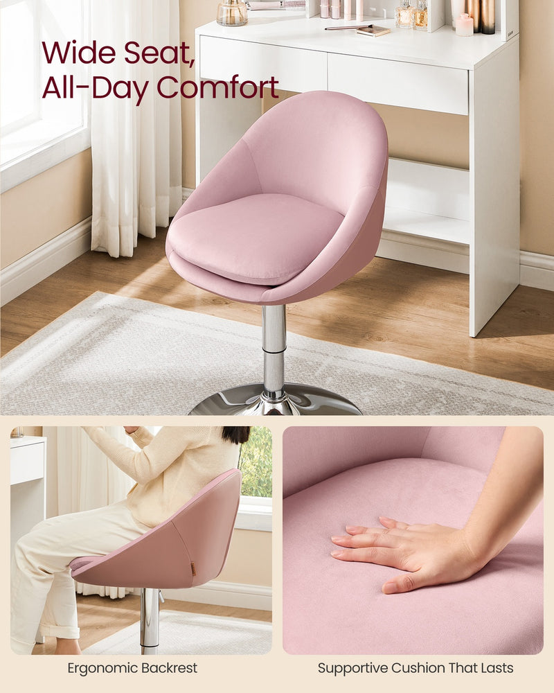 Adjustable Dressing Chair in Jelly Pink and Silver Grey with Cushioned Seat by Vasagle VASAGLE