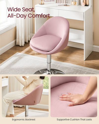 Adjustable Dressing Chair in Jelly Pink and Silver Grey with Cushioned Seat by Vasagle VASAGLE