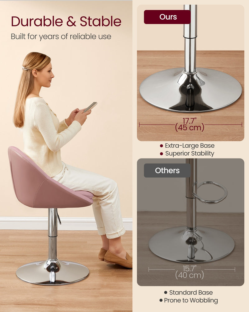 Adjustable Dressing Chair in Jelly Pink and Silver Grey with Cushioned Seat by Vasagle VASAGLE