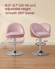 Adjustable Dressing Chair in Jelly Pink and Silver Grey with Cushioned Seat by Vasagle VASAGLE