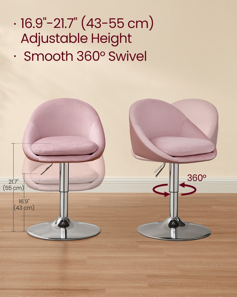 Adjustable Dressing Chair in Jelly Pink and Silver Grey with Cushioned Seat by Vasagle VASAGLE