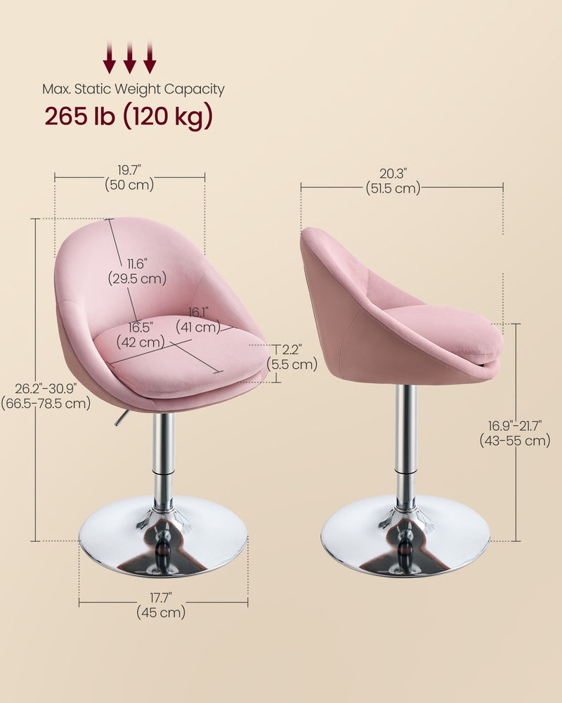 Adjustable Dressing Chair in Jelly Pink and Silver Grey with Cushioned Seat by Vasagle VASAGLE