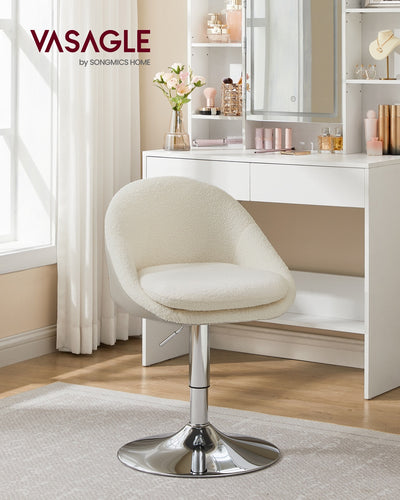 Cream White and Silver Grey Adjustable Dressing Chair with Backrest by VASAGLE VASAGLE