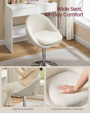 Cream White and Silver Grey Adjustable Dressing Chair with Backrest by VASAGLE VASAGLE