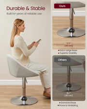Cream White and Silver Grey Adjustable Dressing Chair with Backrest by VASAGLE VASAGLE