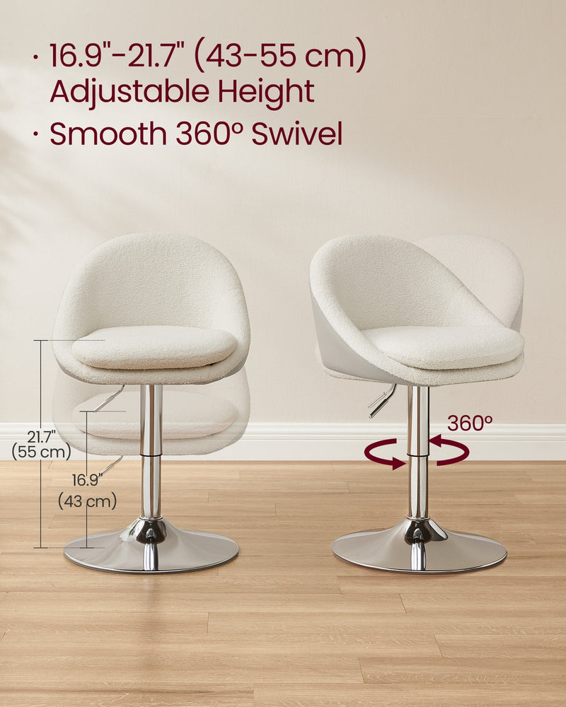 Cream White and Silver Grey Adjustable Dressing Chair with Backrest by VASAGLE VASAGLE