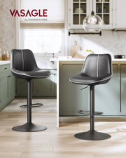 Set of 2 Adjustable Swivel Bar Stools with Footrest for Kitchen and Dining by Vasagle VASAGLE