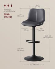 Set of 2 Adjustable Swivel Bar Stools with Footrest for Kitchen and Dining by Vasagle VASAGLE