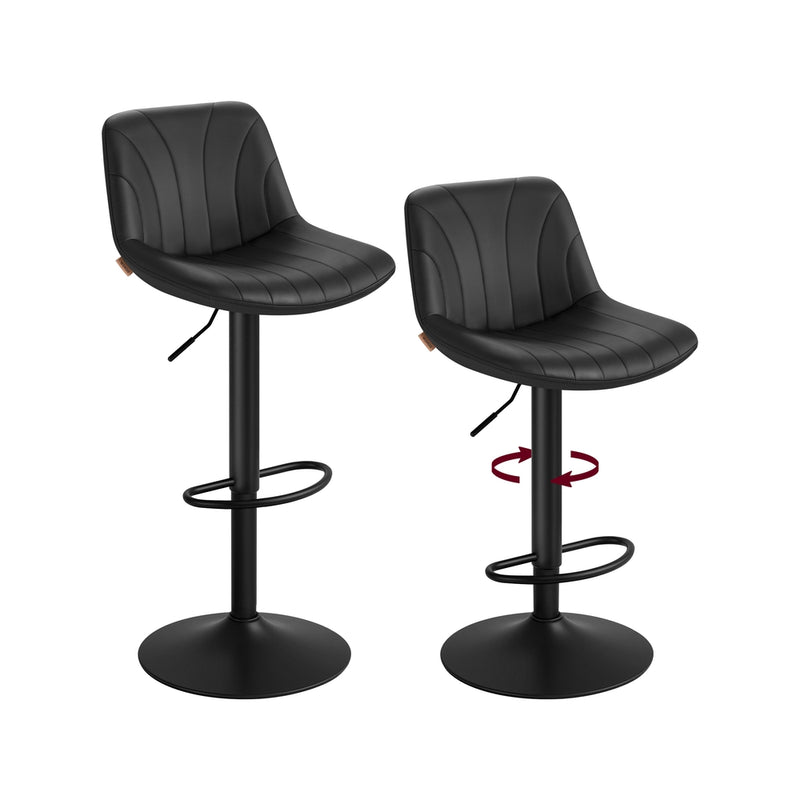 Pair of Black Leather Adjustable Swivel Bar Stools with Backrests and Footrests by Vasagle VASAGLE