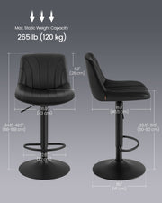 Pair of Black Leather Adjustable Swivel Bar Stools with Backrests and Footrests by Vasagle VASAGLE