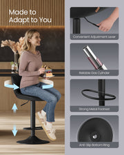 Pair of Black Leather Adjustable Swivel Bar Stools with Backrests and Footrests by Vasagle VASAGLE