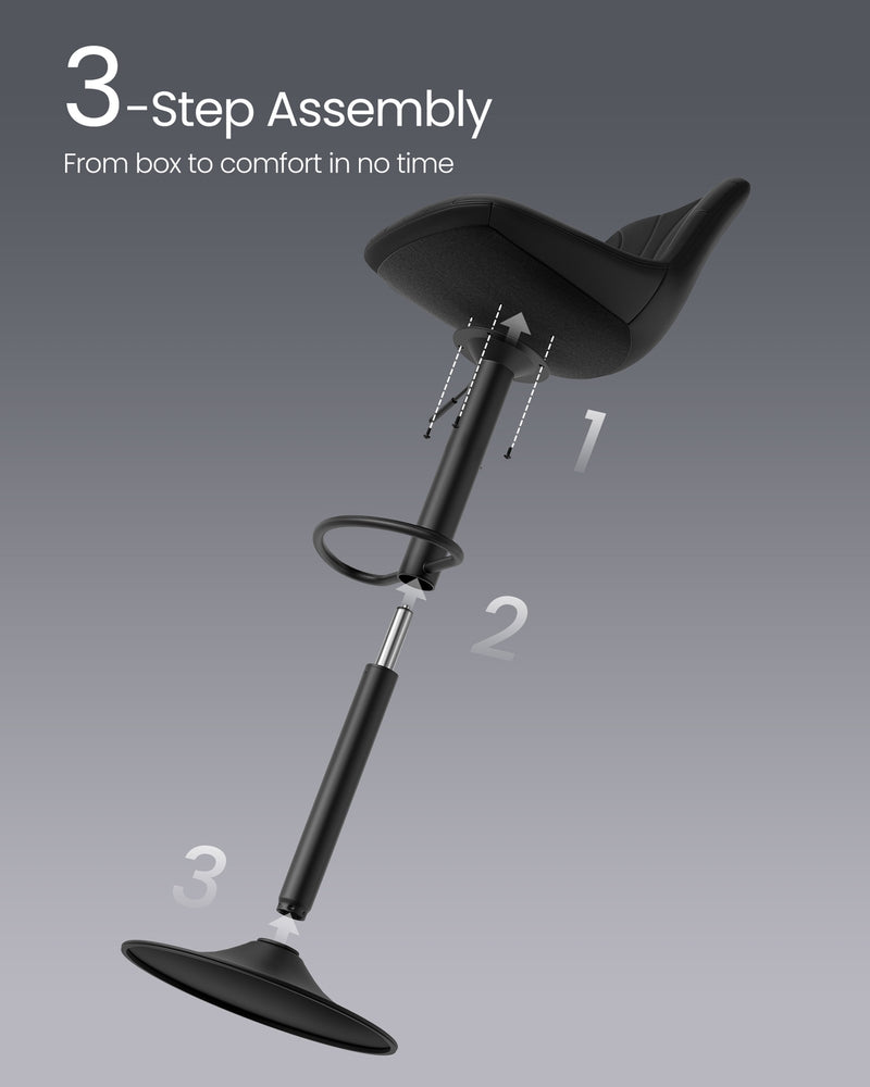 Pair of Black Leather Adjustable Swivel Bar Stools with Backrests and Footrests by Vasagle VASAGLE