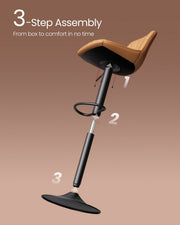 Set of 2 Adjustable Bar Stools with Backrests in Caramel Brown Faux Leather by Vasagle VASAGLE