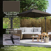 Tan Cantilever Garden Parasol with Crank Handle and Adjustable Angle by Outsunny