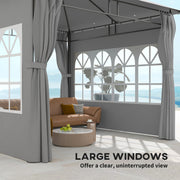 Light Grey 3 x 3 m Garden Gazebo with Double Roof and Removable Sidewalls by Outsunny