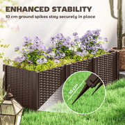 Plastic Raised Garden Bed Modular Planter Box Kit for Flowers Vegetables Herbs Brown by Outsunny