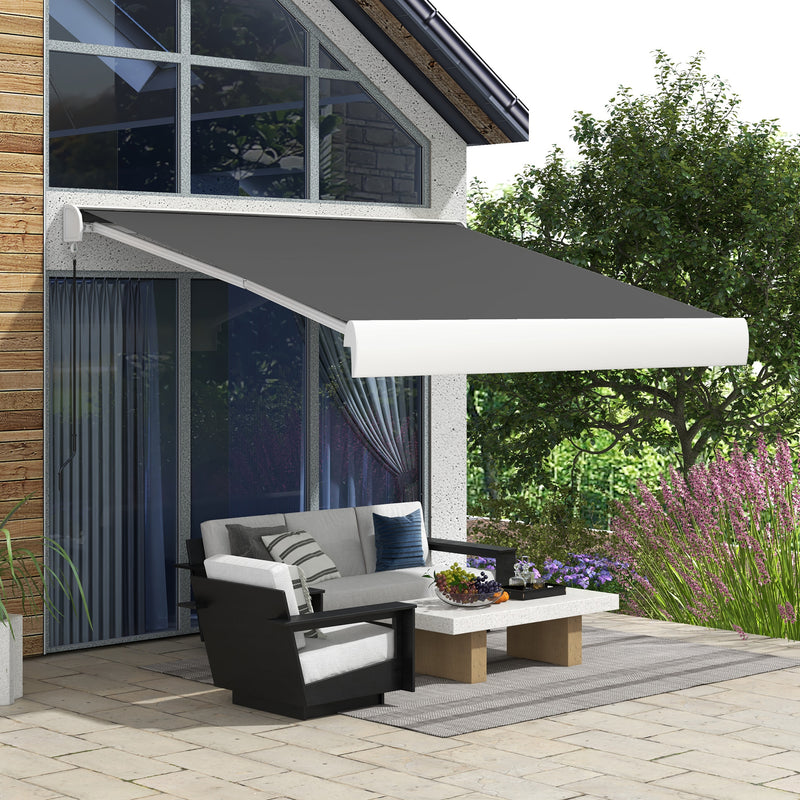 Grey 2.5 x 3m Electric Cassette Awning With Remote Control For Shaded Outdoor Spaces