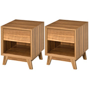 Set of 2 Bedside Tables with Drawer and Shelf Ideal for Bedroom or Lounge Walnut Brown