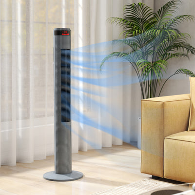 Tower Fan with Remote Control and Oscillation for Cooling Small Spaces Grey AOSOM