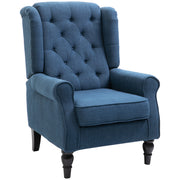 Retro Wingback Accent Chair with Button Tufted Upholstery for Living Room Comfort Blue