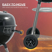 Portable Charcoal Kettle BBQ Grill in Black with Lid and Vents for Outdoor Cooking by Outsunny