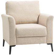Beige Linen Look Armchair with Padded Seat and Wooden Legs by HOMCOM