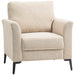 Beige Linen Look Armchair with Padded Seat and Wooden Legs by HOMCOM