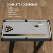 3.5ft Folding Pool and Snooker Table with Cues Balls and Accessories for Home Grey AOSOM