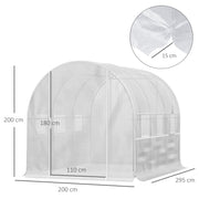 Walk In Polytunnel Greenhouse With UV Resistant Cover And Roll Up Sides For Garden, White