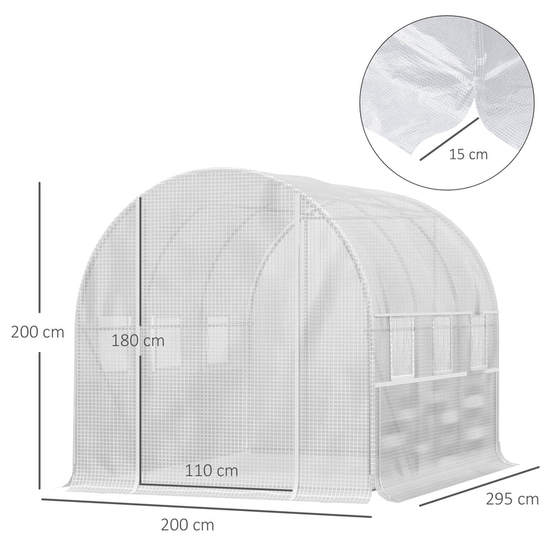 Walk In Polytunnel Greenhouse With UV Resistant Cover And Roll Up Sides For Garden, White