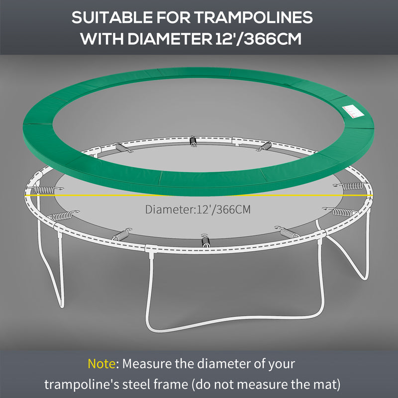 12FT Trampoline Replacement Safety Pad With Thick Foam For Outdoor Use Green AOSOM